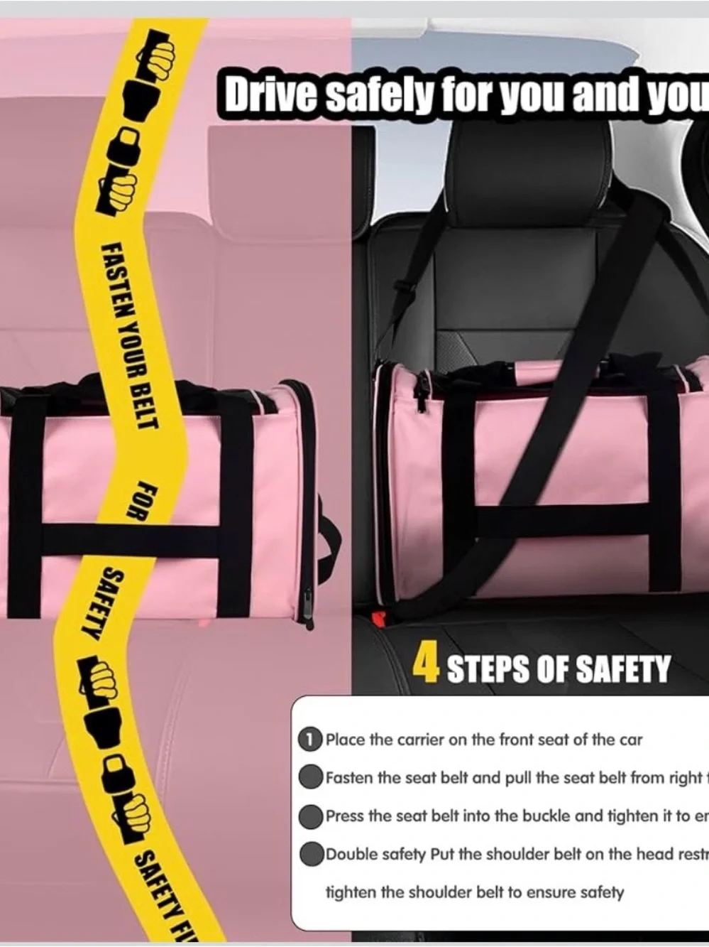 Portable Pink Soft-Sided Cat & Small Pet Carrier with Mesh Panels